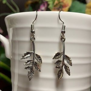 Tree Branch with Leaves Dangling Earrings, Nature